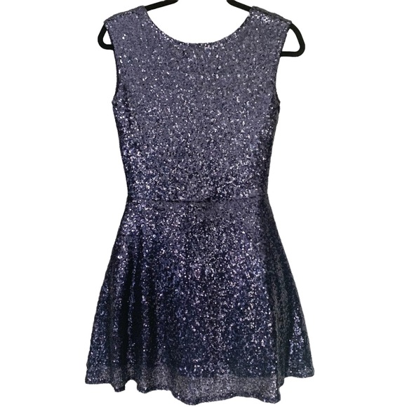 TOBI VINA SPARKLE NAVY SKATER DRESS SIZE SMALL - Picture 5 of 8